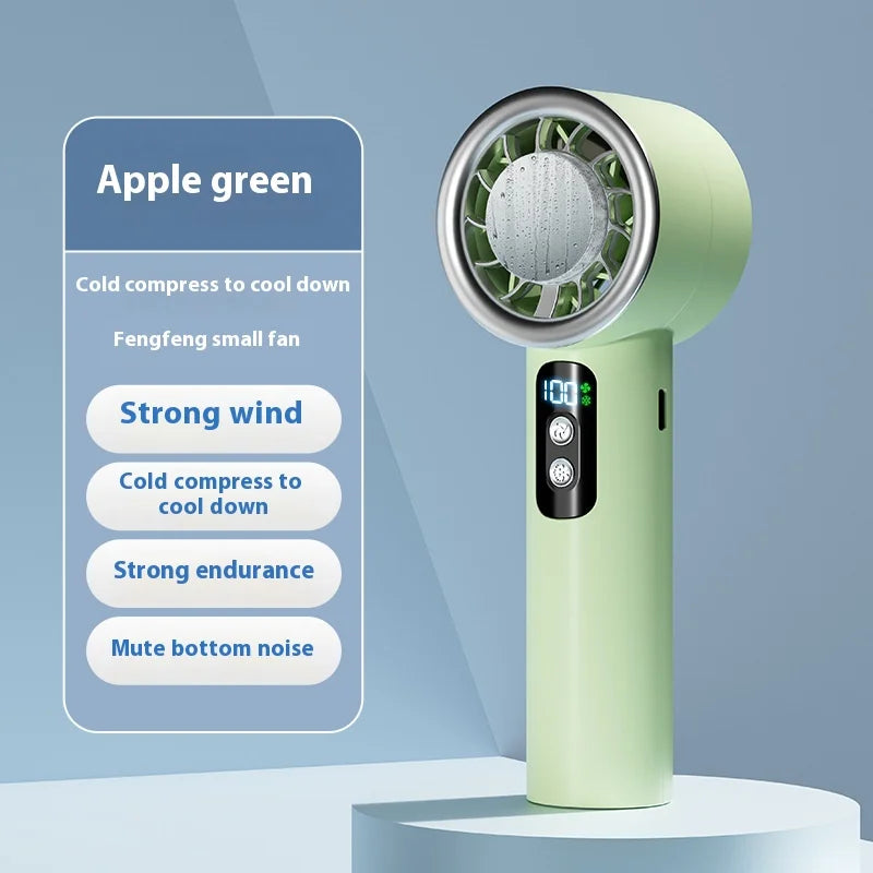 Portable Handheld Turbo Fan – 3-Speed Mini Personal Cooling Fan with Ice Compress Function